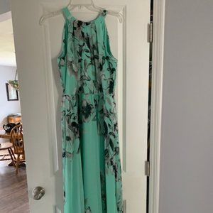 Eliza J mint floral halter dress